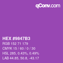 颜色代码: HEX #9847B3 | qconv.com