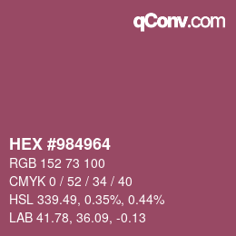 颜色代码: HEX #984964 | qconv.com