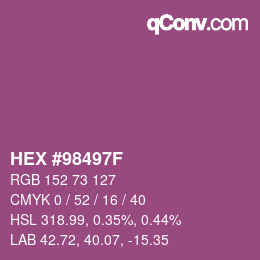 カラーコード: HEX #98497F | qconv.com