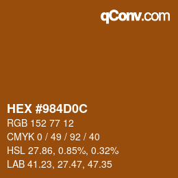 Color code: HEX #984D0C | qconv.com