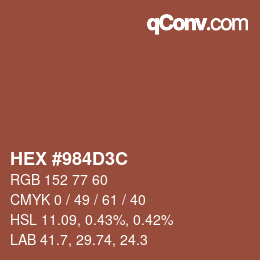 Color code: HEX #984D3C | qconv.com