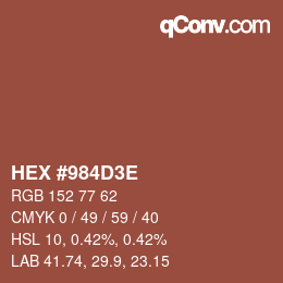 カラーコード: HEX #984D3E | qconv.com