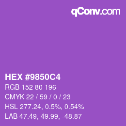 カラーコード: HEX #9850C4 | qconv.com