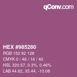Color code: HEX #985280 | qconv.com