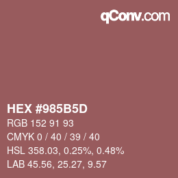 颜色代码: HEX #985B5D | qconv.com