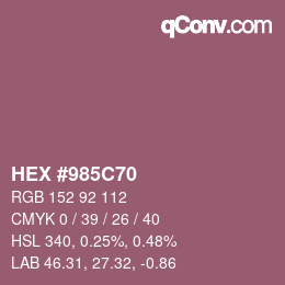 カラーコード: HEX #985C70 | qconv.com