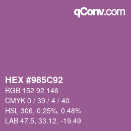 カラーコード: HEX #985C92 | qconv.com