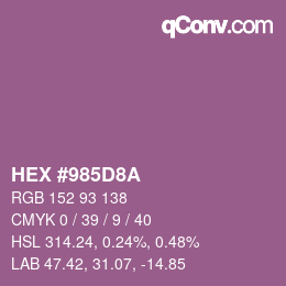 颜色代码: HEX #985D8A | qconv.com