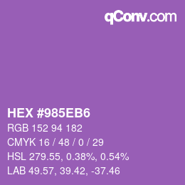 颜色代码: HEX #985EB6 | qconv.com