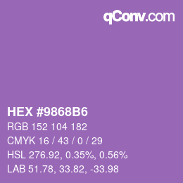 颜色代码: HEX #9868B6 | qconv.com