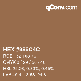 Color code: HEX #986C4C | qconv.com