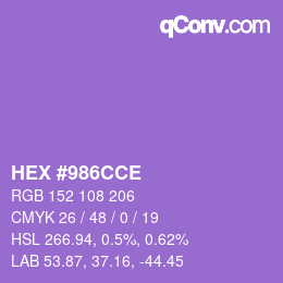 カラーコード: HEX #986CCE | qconv.com