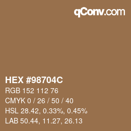 Color code: HEX #98704C | qconv.com