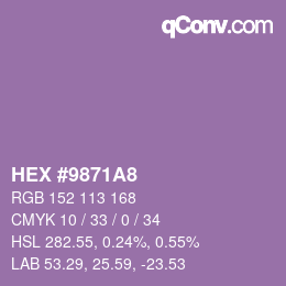颜色代码: HEX #9871A8 | qconv.com
