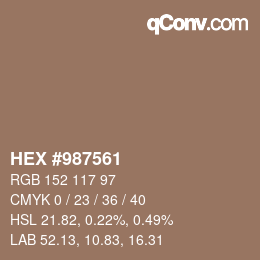 Color code: HEX #987561 | qconv.com