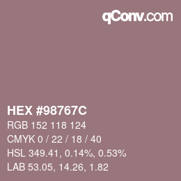 Farbcode: HEX #98767C | qconv.com