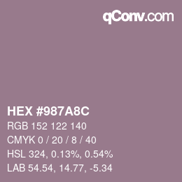 Color code: HEX #987A8C | qconv.com
