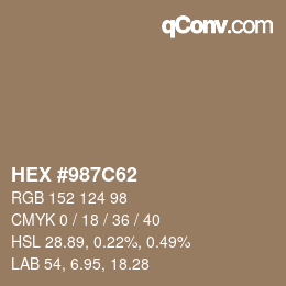 Farbcode: HEX #987C62 | qconv.com