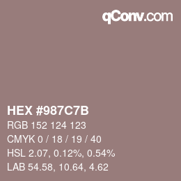 Color code: HEX #987C7B | qconv.com
