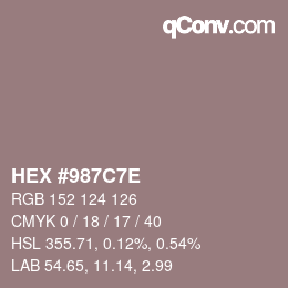 Color code: HEX #987C7E | qconv.com