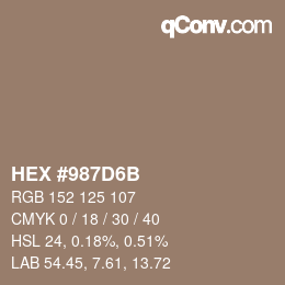 Color code: HEX #987D6B | qconv.com