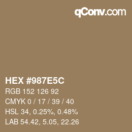 Color code: HEX #987E5C | qconv.com