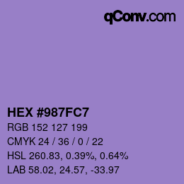 Farbcode: HEX #987FC7 | qconv.com