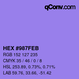Color code: HEX #987FEB | qconv.com