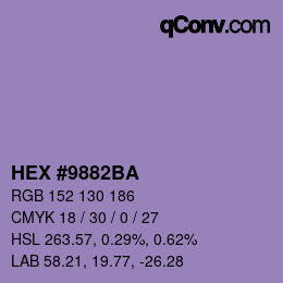 Color code: HEX #9882BA | qconv.com