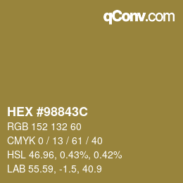 カラーコード: HEX #98843C | qconv.com