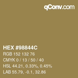 Color code: HEX #98844C | qconv.com
