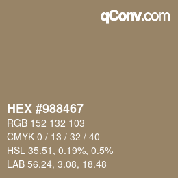 Color code: HEX #988467 | qconv.com