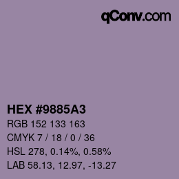 Color code: HEX #9885A3 | qconv.com