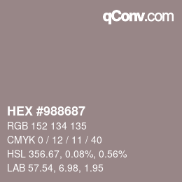 颜色代码: HEX #988687 | qconv.com