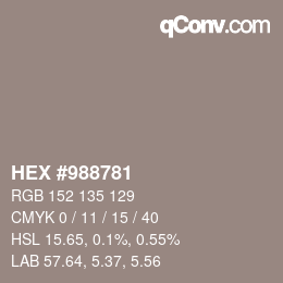 Farbcode: HEX #988781 | qconv.com