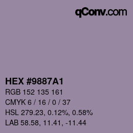 颜色代码: HEX #9887A1 | qconv.com