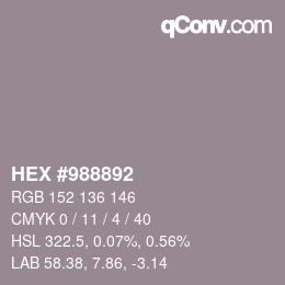 カラーコード: HEX #988892 | qconv.com