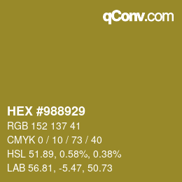 Color code: HEX #988929 | qconv.com