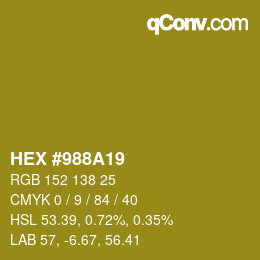 Color code: HEX #988A19 | qconv.com