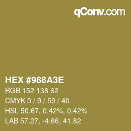 Color code: HEX #988A3E | qconv.com