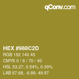 カラーコード: HEX #988C2D | qconv.com