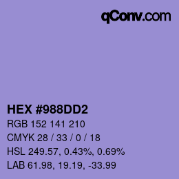 カラーコード: HEX #988DD2 | qconv.com
