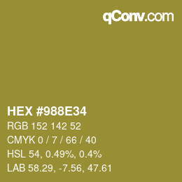颜色代码: HEX #988E34 | qconv.com