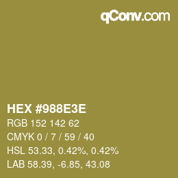 Color code: HEX #988E3E | qconv.com