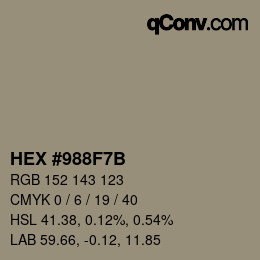 カラーコード: HEX #988F7B | qconv.com