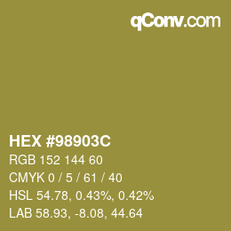 Color code: HEX #98903C | qconv.com