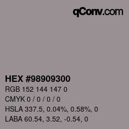 カラーコード: HEX #98909300 | qconv.com