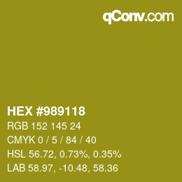 カラーコード: HEX #989118 | qconv.com