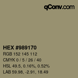 Farbcode: HEX #989170 | qconv.com