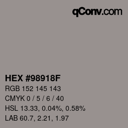 Código de color: HEX #98918F | qconv.com